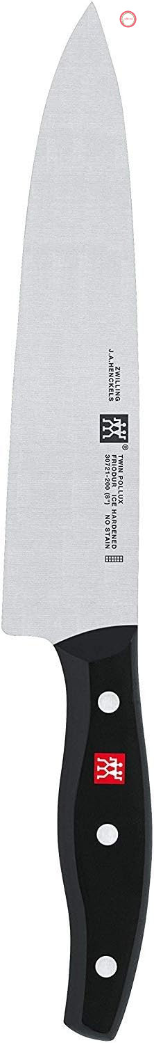 چاقوی آشپزی زولینگ آلمان ZWILLING Twin Pollux - تیغه 20 سانتی‌متر - استیل ضد زنگ - دسته پلاستیکی با طراحی میخ‌دار - مشکی