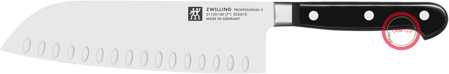 چاقو حرفه‌ای زولینگ آلمان ZWILLING مدل S - طول تیغه: 18 سانتی متر - تیغه بزرگ - دسته استیل ضد زنگ و پلاستیکی با میخ، مشکی [تولید آلمان]
