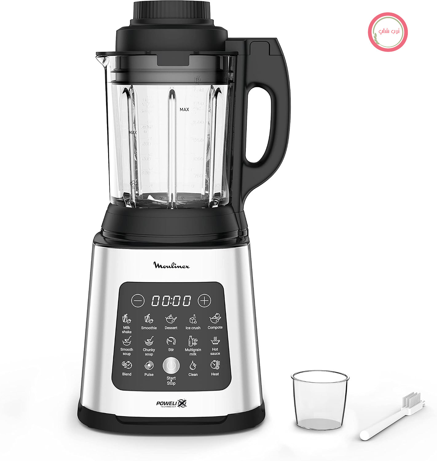 همزن شیشه‌ای Moulinex Perfect Mix+ LM835D، 1400 وات، حالت اتوماتیک/دستی، قوری شیشه‌ای، استیل ضد زنگ