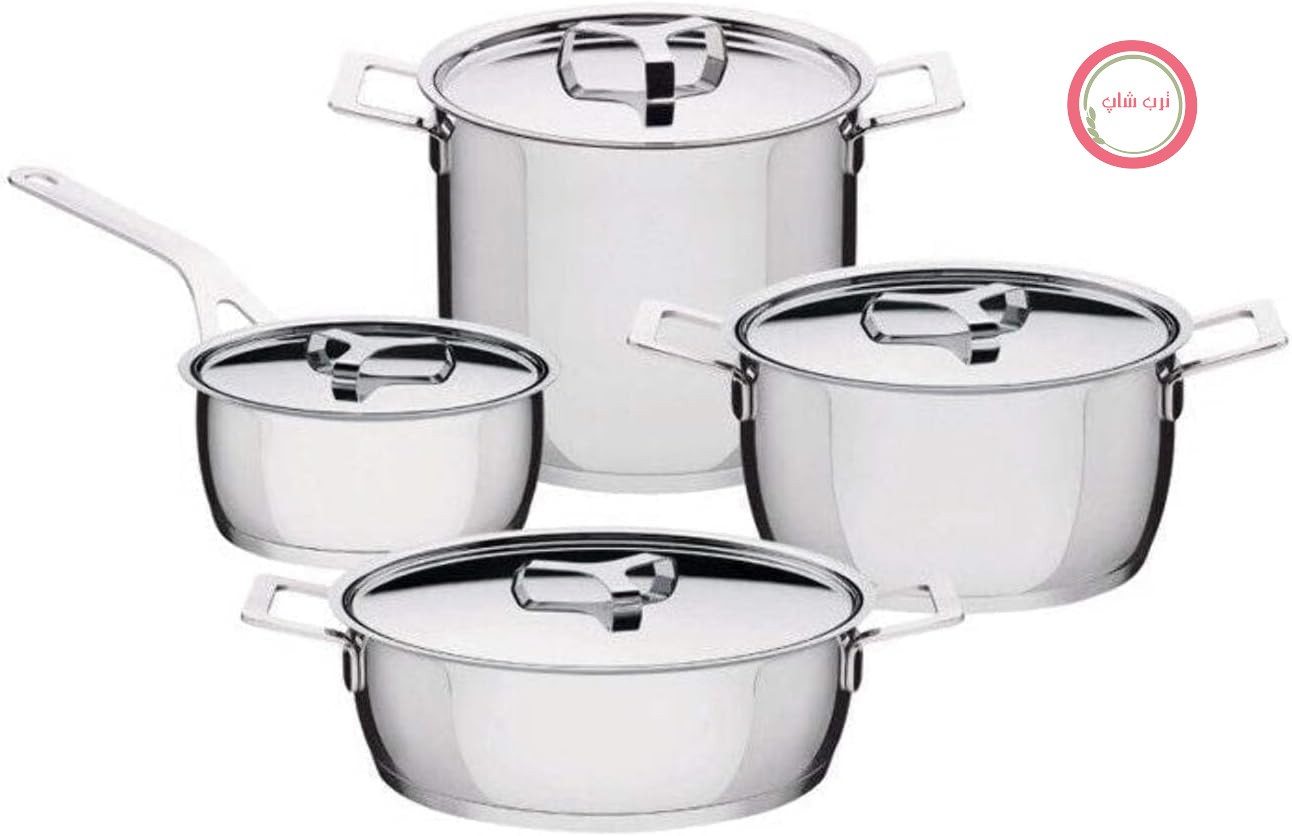 قابلمه و تابه Alessi AJM100S9، قابلمه/قابلمه با دو دسته، استیل ضد زنگ، نقره‌ای، ۴۸ × ۴۰ × ۵۰ سانتی‌متر