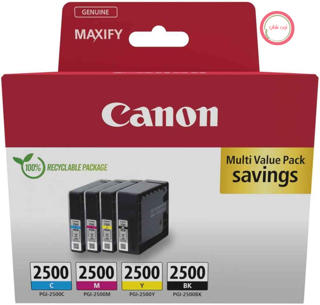 کارتریج‌های جوهر Canon PGI-2500 CMY BK Value Pack 4 (مشکی، فیروزه‌ای، سرخابی، زرد) اصلی