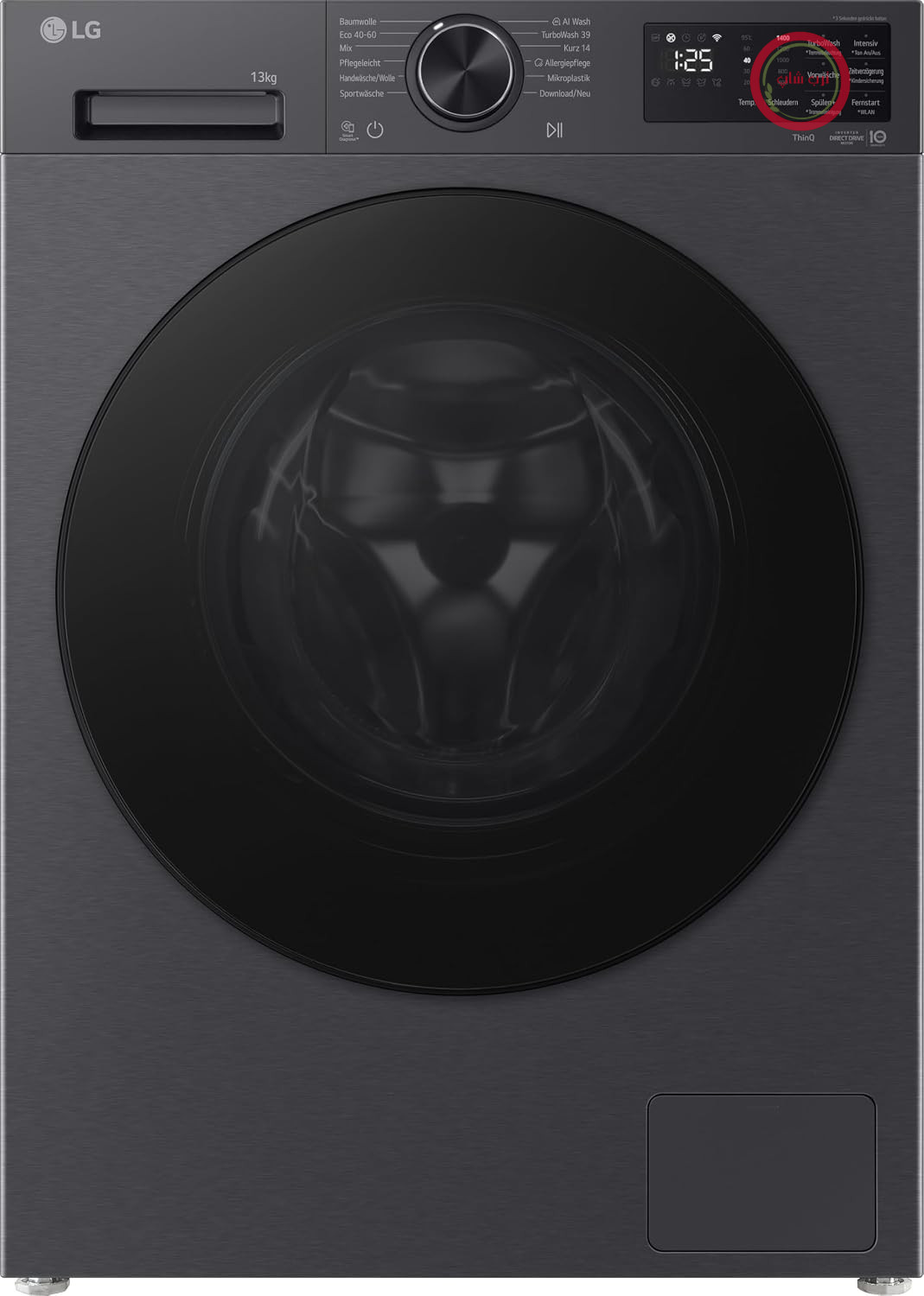 ماشین لباسشویی LG F4WX703YB (13 کیلوگرم، رده انرژی A-40٪، 1400 دور در دقیقه) با شستشوی هوش مصنوعی (AI DD)