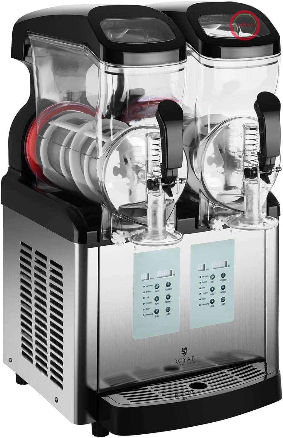 دستگاه یخ در بهشت ساز رویال کترینگ آلمان Royal Catering مدل Slush Ice Maker RCSL 2/6ICE  صفحه نمایش کنترل مدرن، بدون BPA، 6 عملکرد، صفحه نمایش کنترل LED