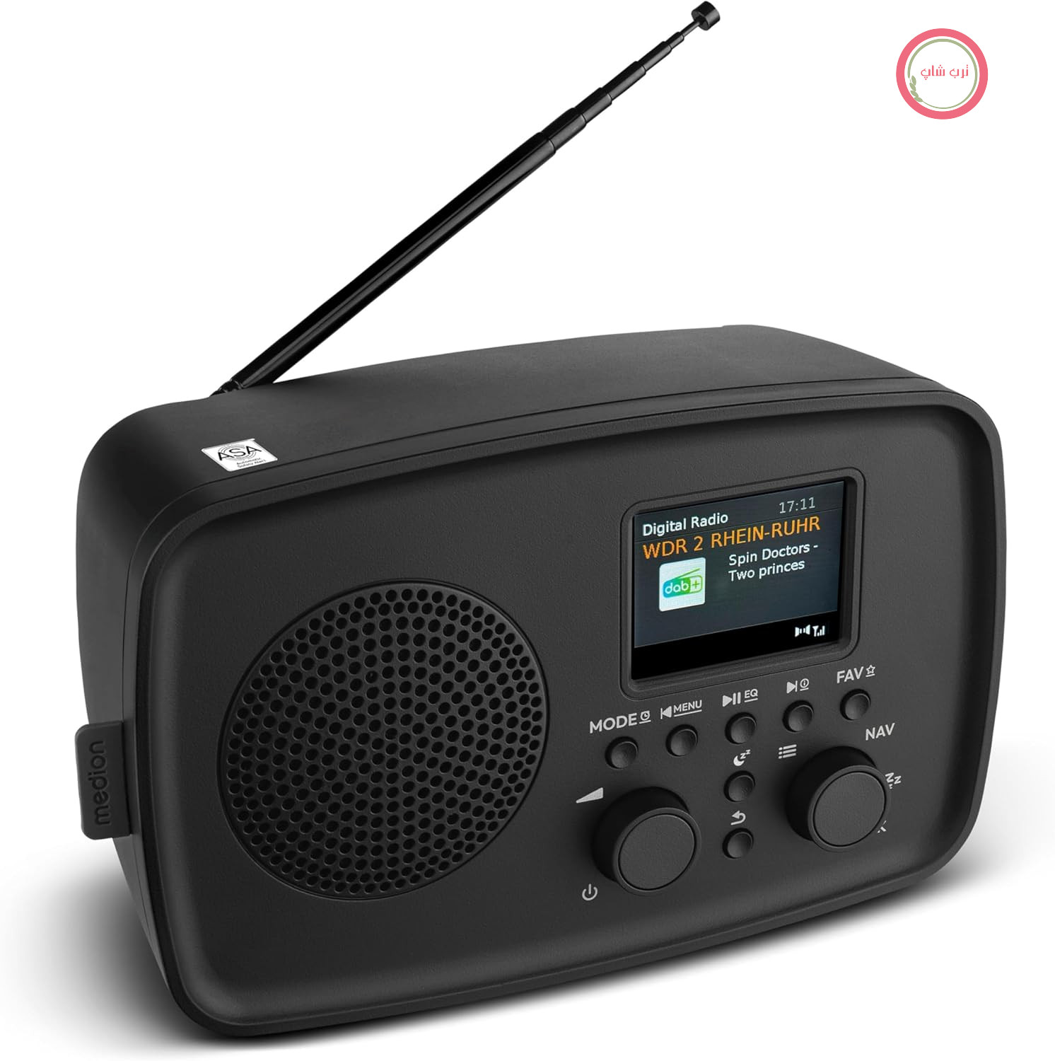 رادیو DAB مدل MEDION با بلوتوث DRE-1 - دریافت از طریق DAB+ و FM، ساعت زنگ‌دار رادیویی، بلندگوی 5 واتی برای صدای واضح، صفحه نمایش TFT، عملکرد اضطراری ASA، کارکرد با برق شهری - مشکی