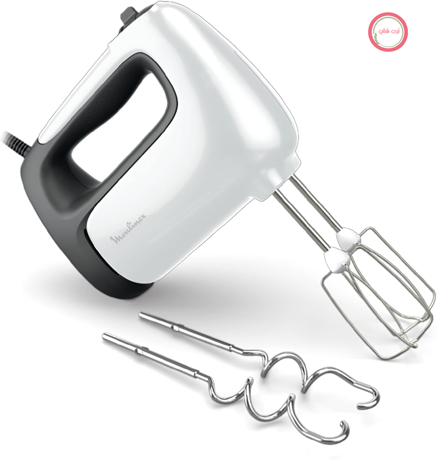 همزن برقی مولینکس فرانسه Moulinex مدل HM460110 قدرت ۵۰۰ وات، ۵ سرعت، همراه سری همزن و خمیرزن