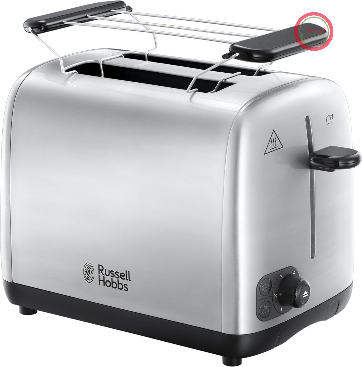 توستر استیل ضد زنگ Russell Hobbs Adventure [برای ۲ برش نان] (شیارهای بسیار پهن برای برشته کردن نان، شامل گرم‌کن نان، ۶ سطح برشته کردن + عملکرد یخ‌زدایی و گرم کردن مجدد، عملکرد بلند کردن و مرتب کردن، ۸۵۰ وات) ۲۴۰۸۰-۵۶
