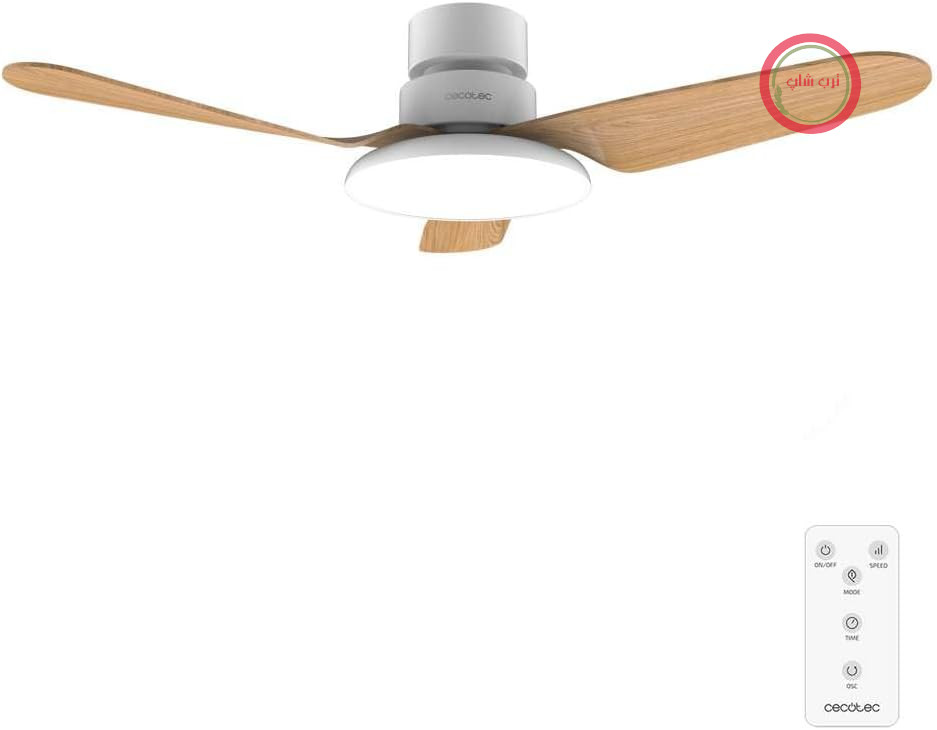 پنکه سقفی چراغ‌دار سکوتک اسپانیا Cecotec Aero 5200، قطر ۱۰۹سانت،چراغ LED کنترل از راه دور،چرخش در جهت تابستان و زمستان طرح چوب سفید