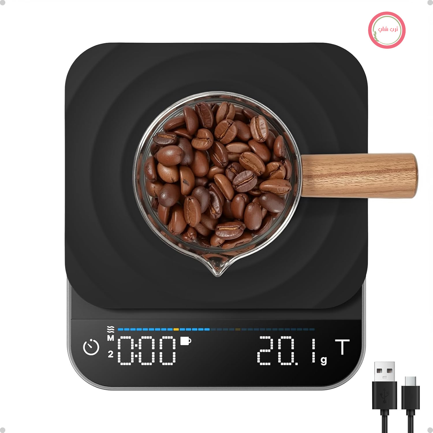 ترازوی قهوه دیجیتال رنفو آمریکا RENPHO با تایمر، قابل شارژ، دقت 0.1 گرم/3 کیلوگرم