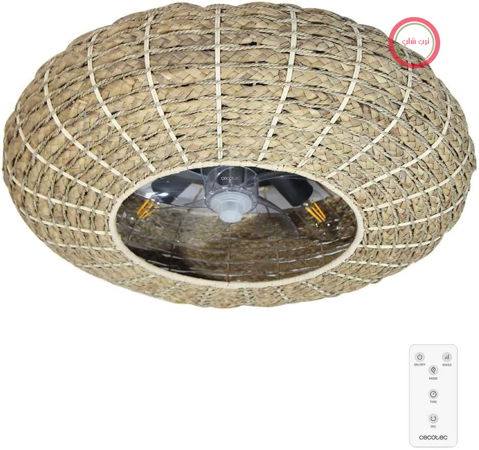 پنکه سقفی چراغ‌دار سکوتک اسپانیا Cecotec 600 Natürlich Wicker | موتور DC دارای تایمر، ۳ سطح سرعت، کنترل از راه دور