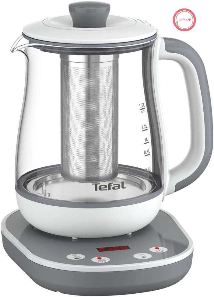 چای‌ساز شیشه‌ای TEFAL BJ551B10 Tastea، ۱.۵ لیتر، ۸ برنامه، سبد چای از جنس استیل ضد زنگ قابل جدا شدن، عملکرد گرم نگه داشتن، پایه