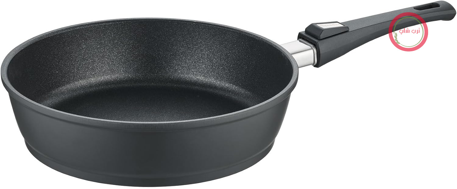ماهیتابه کباب‌پزی Berndes Vario Click سایز 28 سانتی‌متر، سازگار با اجاق القایی، لبه بلند، ماهیتابه با دسته جداشدنی، آلومینیوم ریخته‌گری مقاوم، روکش نچسب، مشکی
