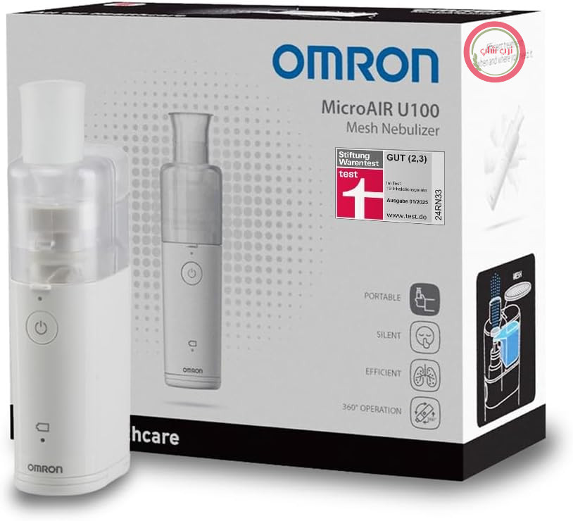 دستگاه استنشاقی قابل حمل OMRON MicroAir U100، جمع و جور و بی صدا | دستگاه استنشاقی غشایی برای کودکان و بزرگسالان، درمان موثر بیماری های تنفسی در خانه یا در حال حرکت