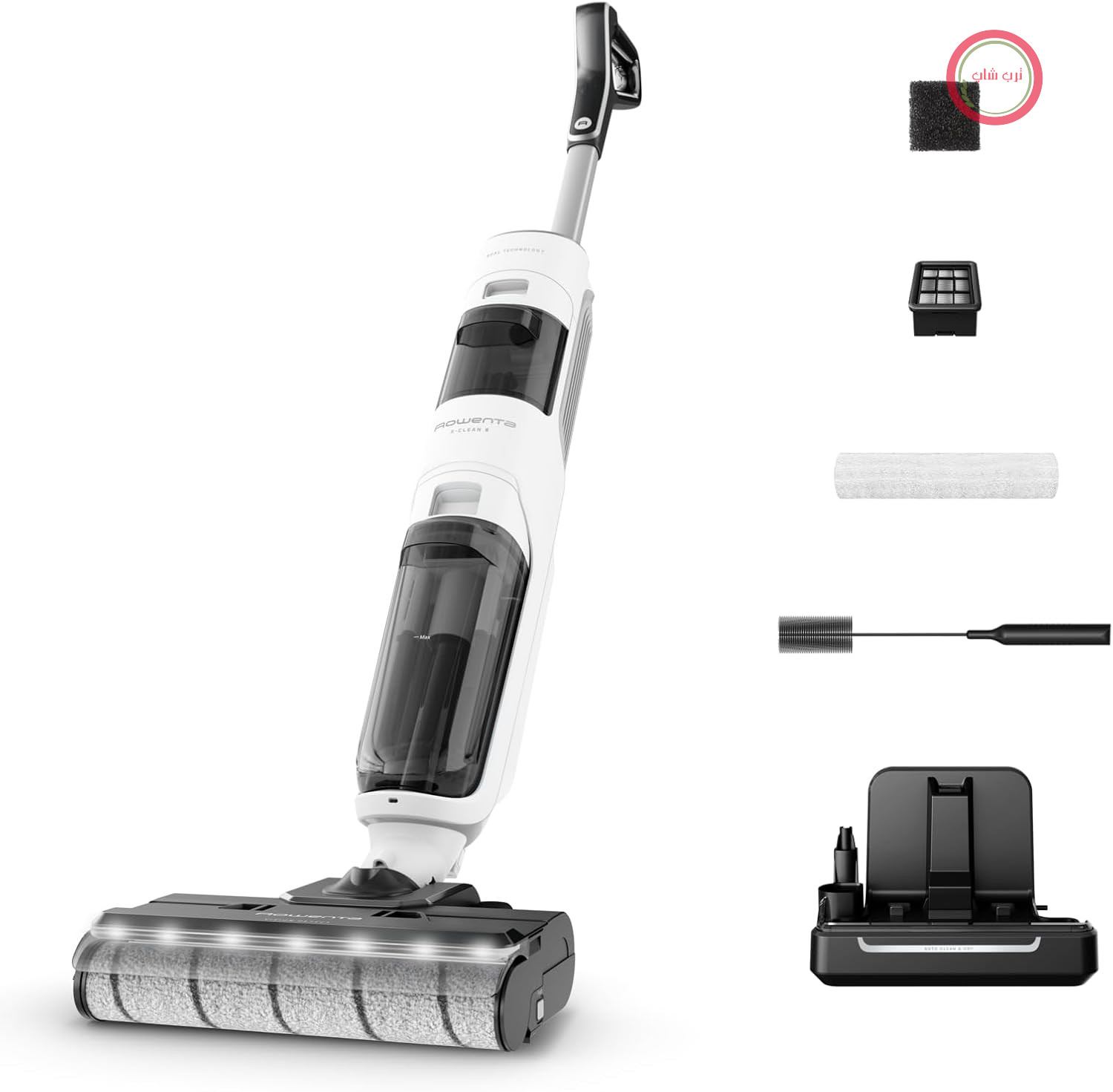 جارو شارژی روونتا آلمان 2 در 1 Rowenta X-Clean 5، مخصوص خشک و تر، 3 حالته، تمیز کردن دقیق، حالت تشخیص خودکار، روشنایی LED، تمیز کردن خودکار، خشک کردن با آب داغ، 50 دقیقه کارکرد، سفید برفی، GZ5557EE