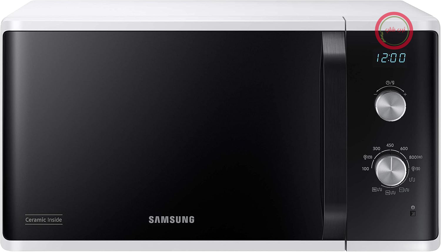 مایکروویو سامسونگ گریل دار 23 لیتری 800 وات سفید mg23k3614aw