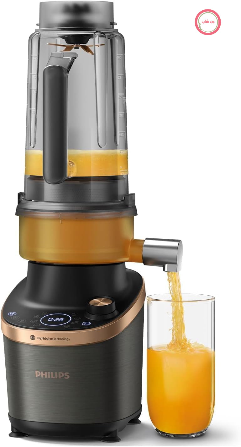 مخلوط کن فیلیپس مدل Flip&Juice سری 7000، مشکی، 1500 وات | اسموتی ساز و آبمیوه گیری، ظرفیت 2 لیتر، سرعت متغیر، صفحه نمایش لمسی، شامل 2 فنجان بیرون بر (HR3770/10)