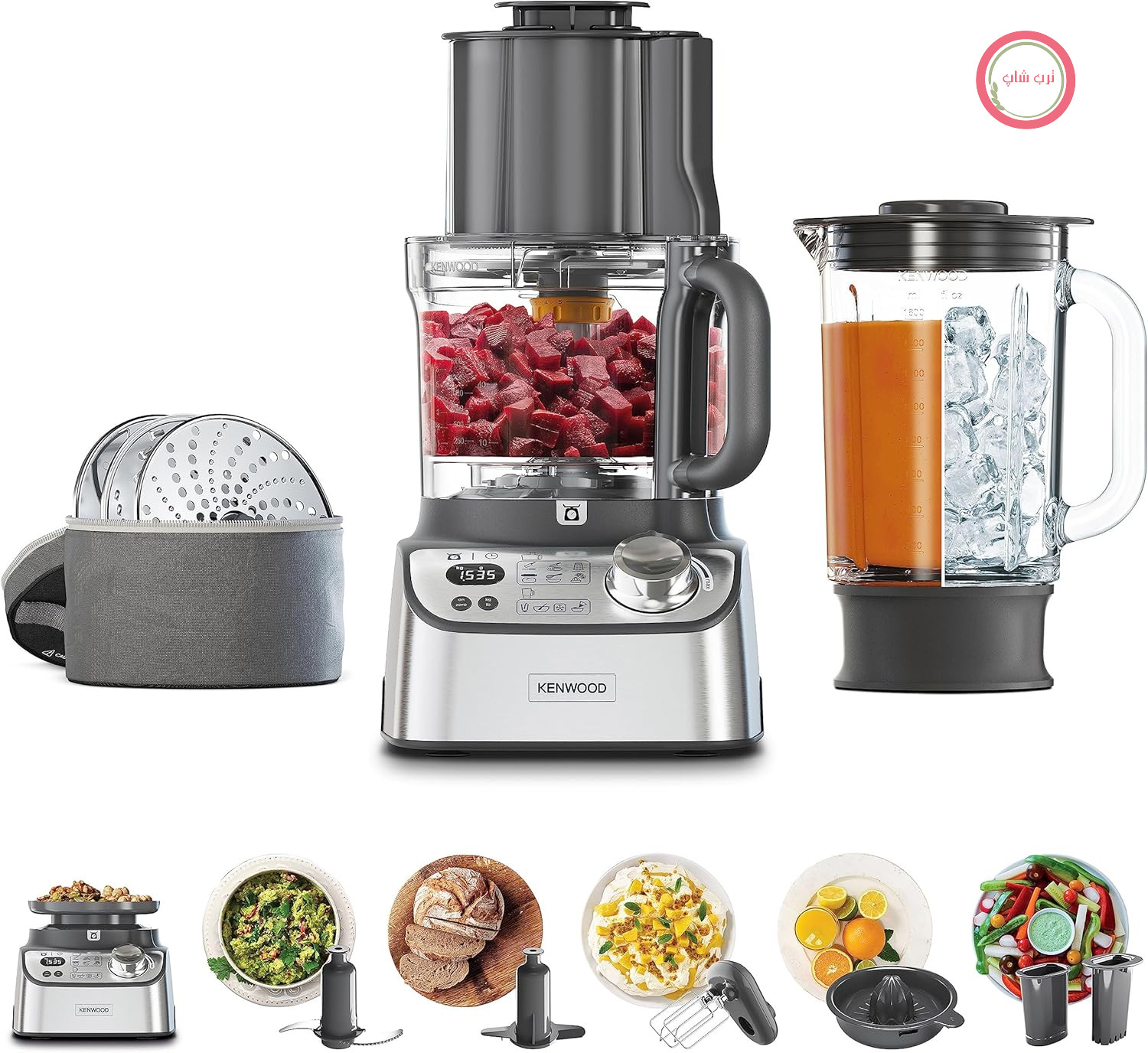 غذاساز جمع و جور کنوود MultiPro XL Weigh+ FDM72.990SS با ترازو و تایمر یکپارچه، ExpressDice، کاسه کار 3 لیتری، سرعت متغیر، ناودان ورودی XL، 1000 وات، نقره‌ای