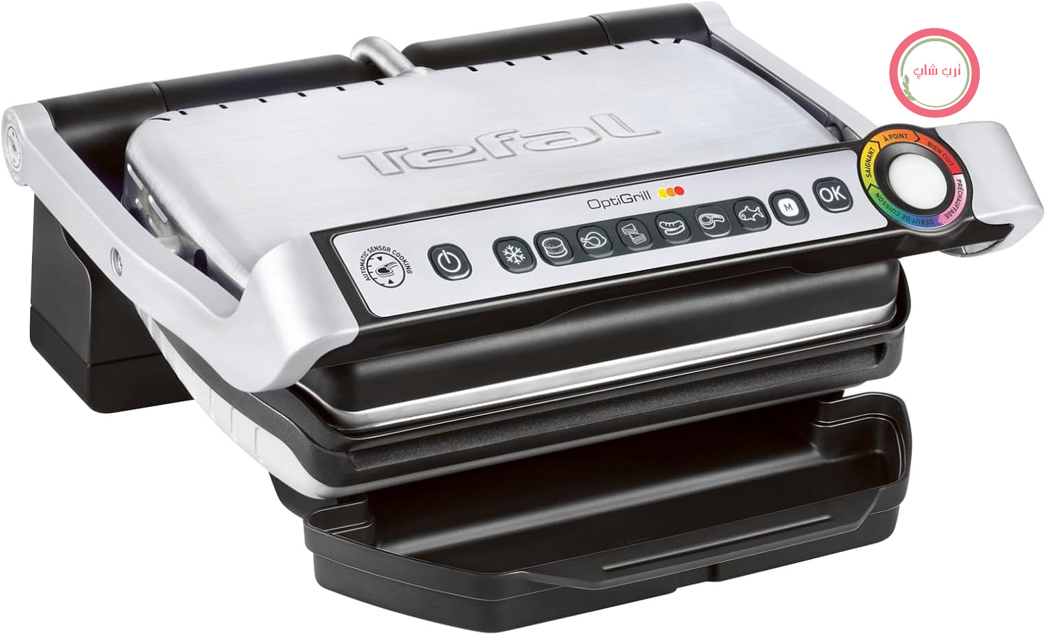گریل تماسی Tefal OptiGrill – گریل برقی با 6 برنامه اتوماتیک، نشانگر سطح پخت و تنظیم خودکار دما، حالت یخ‌زدایی و دستی، صفحات نچسب قابل جدا شدن