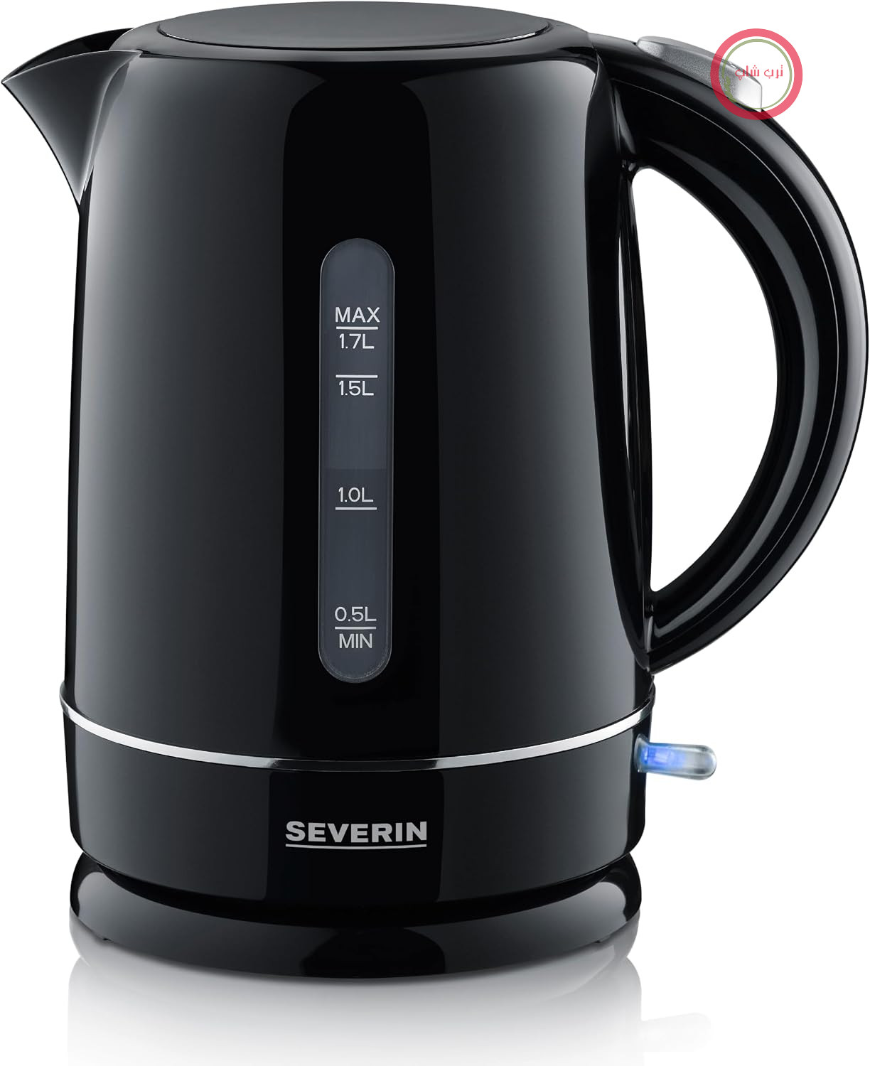 کتری برقی سورین آلمان SEVERIN، ۱.۷ لیتر، جمع و جور، مشکی و قدرتمند، فیلتر رسوب آهک، پلاستیکی، مشکی، ۲۲۰۰ وات، WK 4322