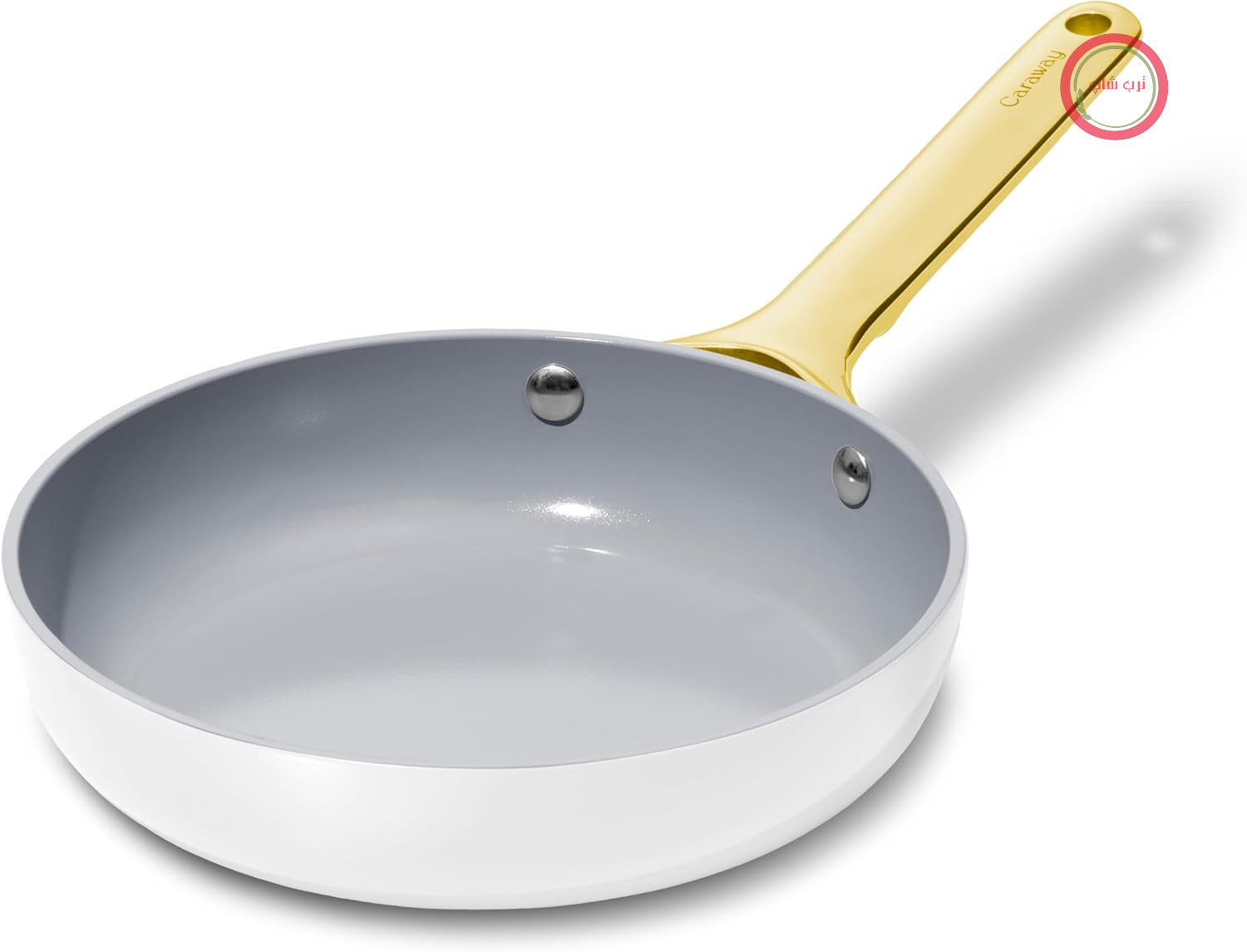 ماهیتابه سرامیکی کوچک کاراوی، نچسب، ۱.۰۵ لیتر، ۲۰.۳ سانتی‌متر، غیرسمی، بدون PTFE و PFOA، مناسب برای فر و سازگار با همه اجاق گازها (گازی، برقی و القایی)، سفید