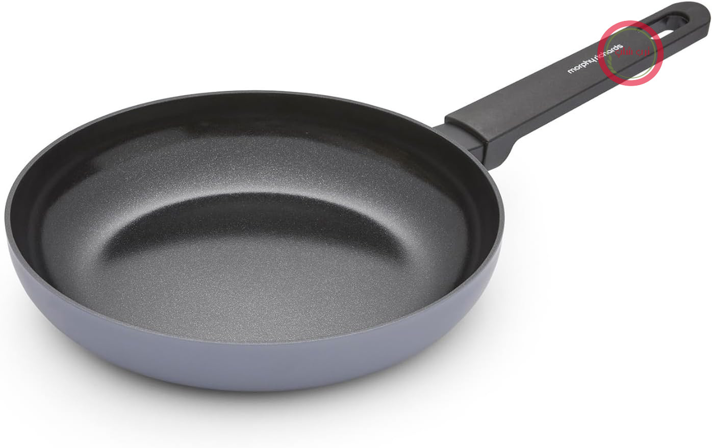 ماهیتابه مورفی ریچاردز انگلستان Morphy Richards آلومینیوم بازیافتی، 24 سانتی‌متر، پوشش سرامیکی نچسب، دسته‌های نرم، مناسب برای فر تا دمای 180 درجه سانتیگراد، مناسب برای انواع اجاق گاز، خاکستری، 853253