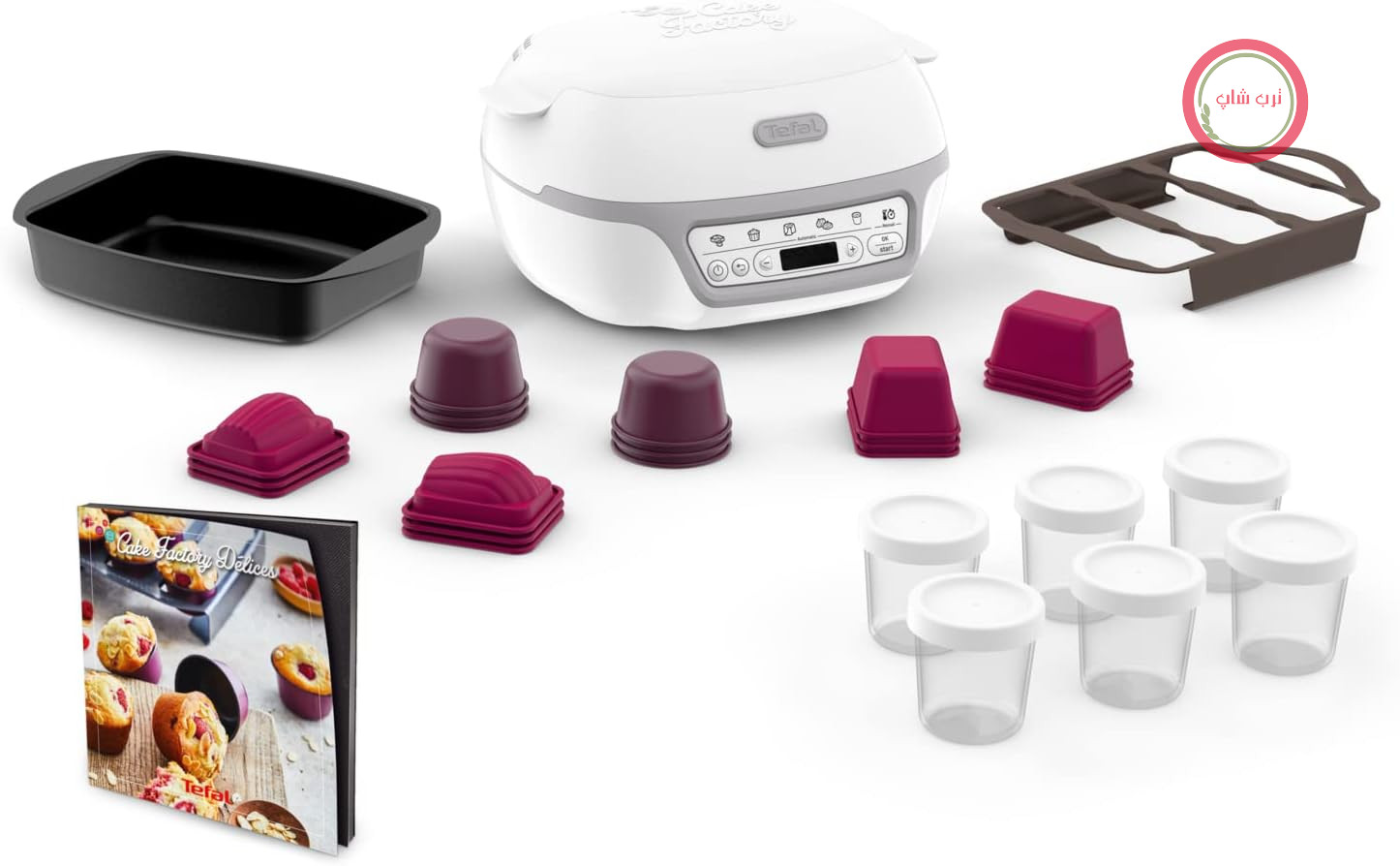 فر کیک نقره‌ای TEFAL KD812110 Cake Factory Délices، ۵ برنامه اتوماتیک + حالت دستی، لوازم جانبی، برنامه اختصاصی