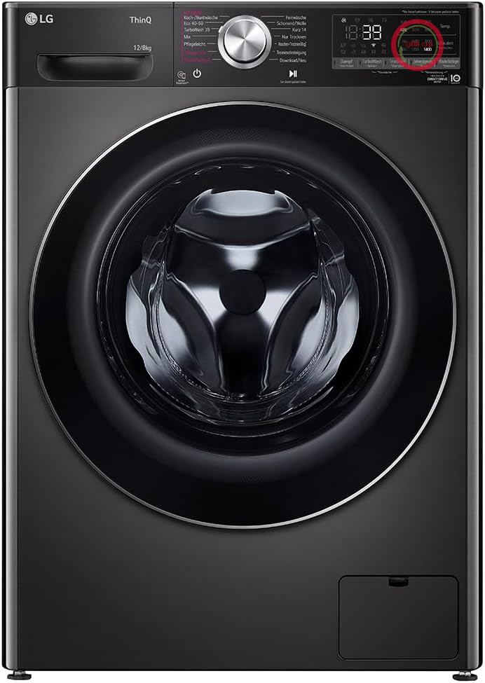 ماشین لباسشویی و خشک‌کن ال‌جی V9WD128H2B (12 کیلوگرم شستشو / 8 کیلوگرم خشک‌کن، رده انرژی A/E، سرعت چرخش 1400 دور در دقیقه) با هوش مصنوعی