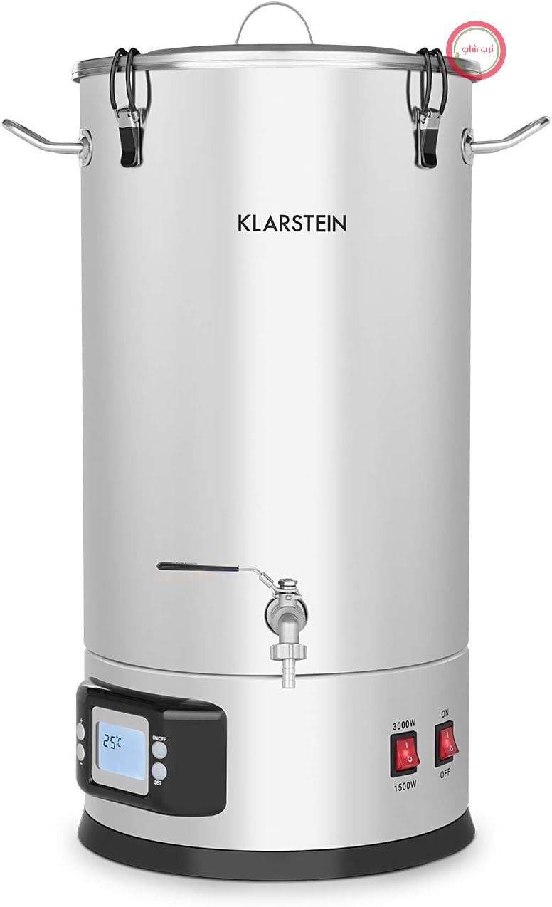 جشنواره آبجو Klarstein Mash - ست دم کردن آبجو، کتری دم کردن آبجو، سیستم دم کردن آبجو دو مرحله‌ای: ۱۵۰۰/۳۰۰۰ وات، ست دم کردن آبجو ۵ تکه، سطل فیلتر، کویل خنک‌کننده، صفحه نمایش LCD، استیل ضد زنگ، ۳۰ لیتر، استیل ضد زنگ