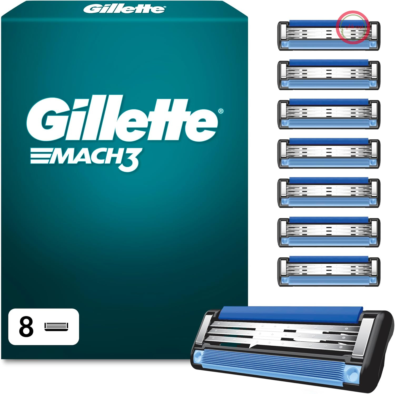 تیغ اصلاح ژیلت مدل Mach 3 Blades مخصوص آقایان، ۸ عدد، آبی
