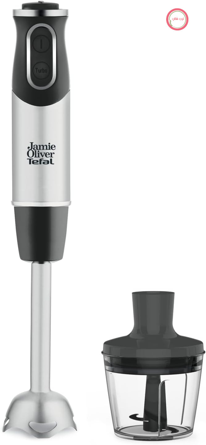 مخلوط کن دستی Tefal HB65JD Jamie Oliver، 1000 وات، دارای خردکن، دسته مخلوط کن از جنس استیل ضد زنگ، قابل شستشو در ماشین ظرفشویی
