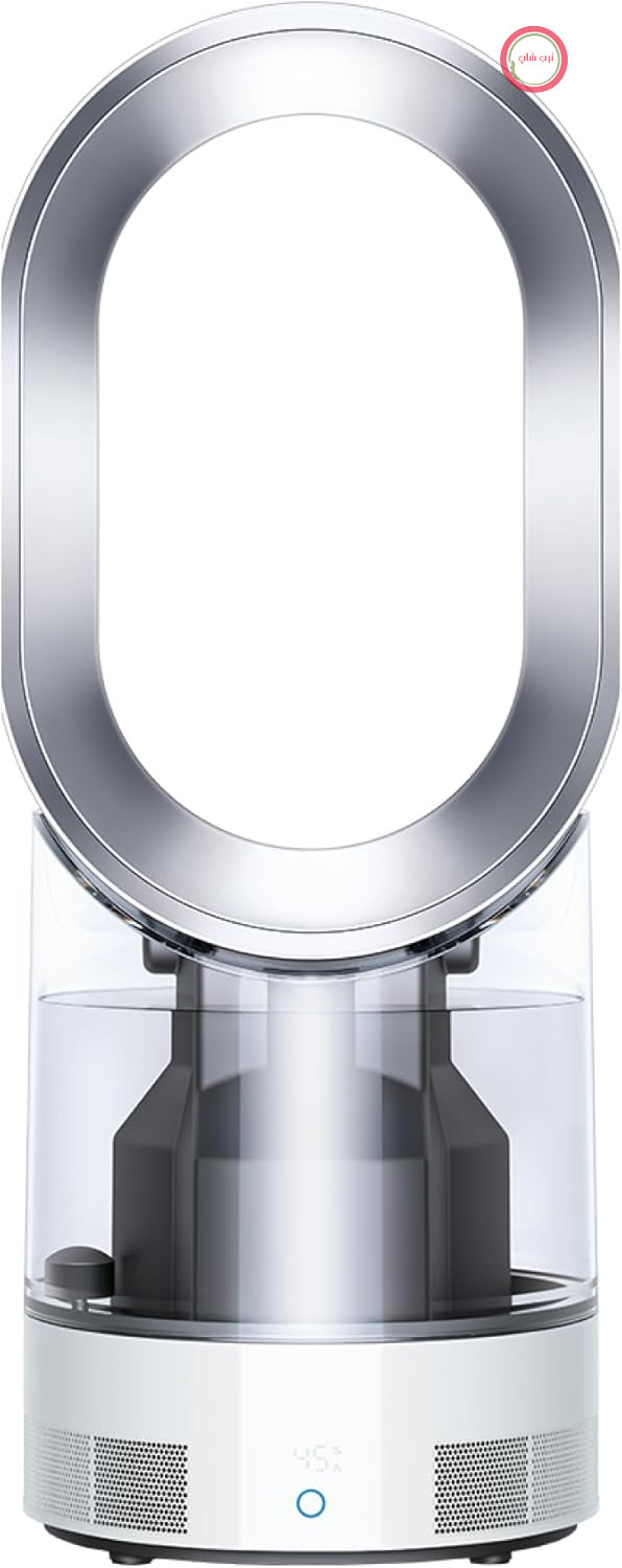 دستگاه بخور و فن Dyson مدل AM10، تبخیر و تهویه هوای سرد با ظرافت فوق‌العاده، کنترل خودکار رطوبت، رنگ سفید/نقره‌ای