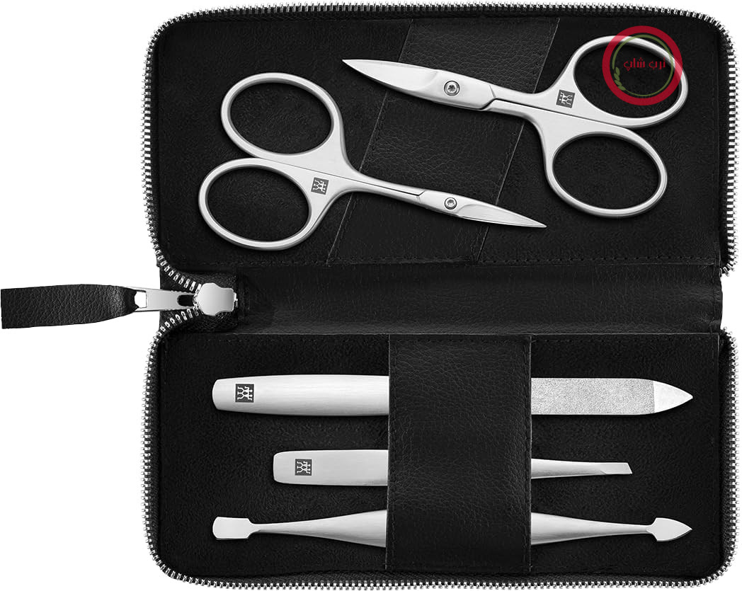 ست مراقبت از ناخن و پا زولینگ آلمان ZWILLING - 5 تکه - شامل ناخن گیر، چاقو و فرز - با پوشش چرمی اپل وگان