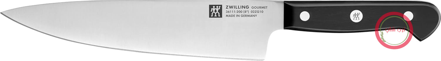چاقوی آشپزی گورتیم زولینگ آلمان ZWILLING - 20 سانتی متر - استیل ضد زنگ - دسته پلاستیکی ارگونومیک - مشکی - تولید در آلمان