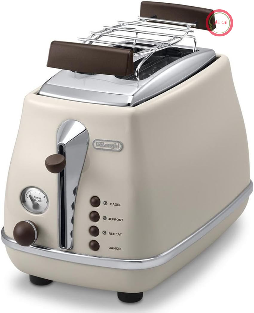 توستر دلونگی مدل Icona Vintage CTOV 2103.BG – توستر دو تکه با گرم‌کن نان، ۶ سطح برشته کردن، قابلیت یخ‌زدایی و گرم کردن مجدد، استیل ضد زنگ با ظاهری زیبا و رترو، بژ