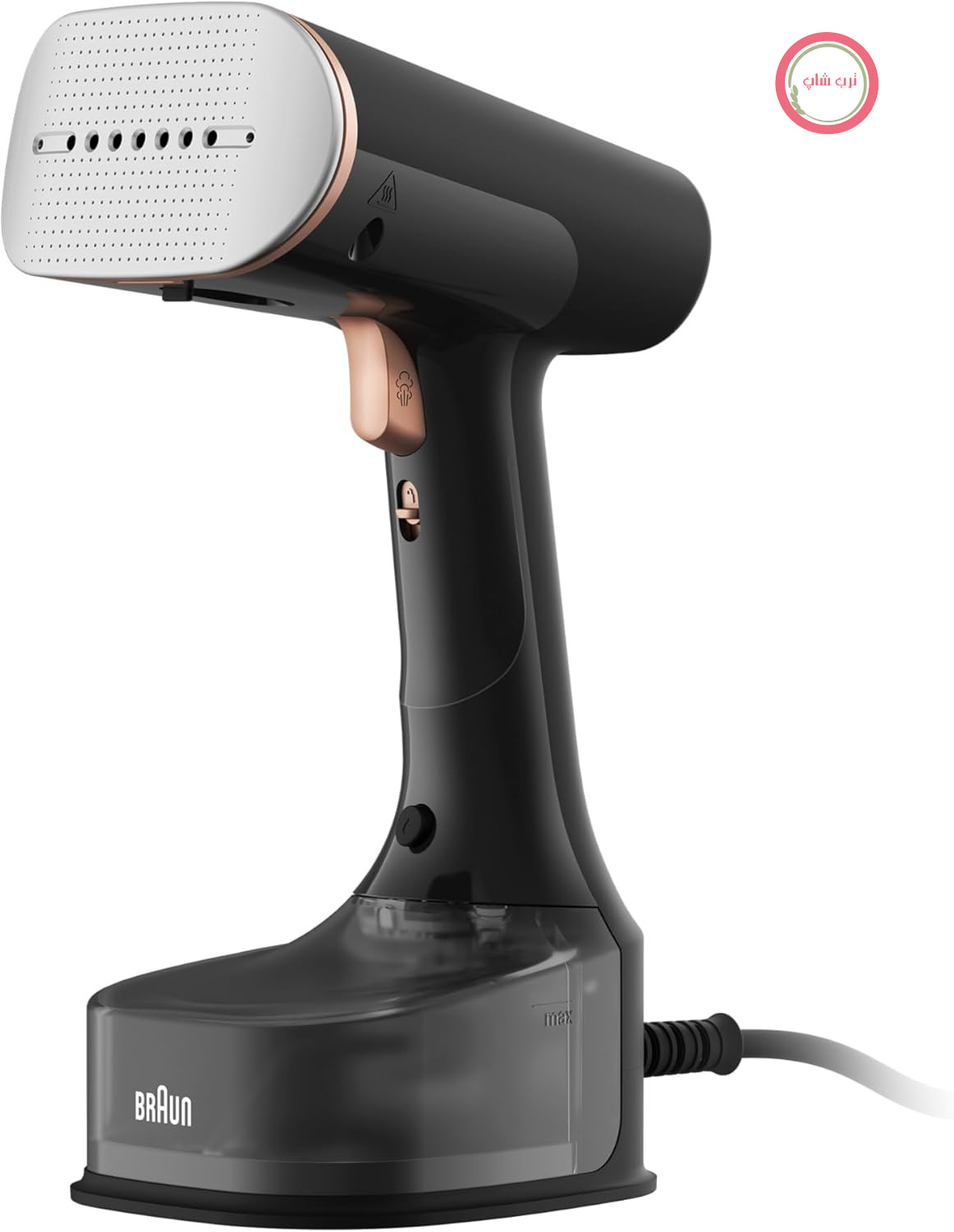 بخارشوی براون مدل QuickStyle 7 GS7077BK، فناوری Dual FreeGlide 3D، فناوری FastSteam، بخارپز، بخار ۳۵ گرم در دقیقه، مخزن آب ۲۵۰ میلی‌لیتر، طول کابل ۳ متر، آماده به کار در ۳۵ ثانیه، ۱۶۰۰ وات، مشکی/مسی