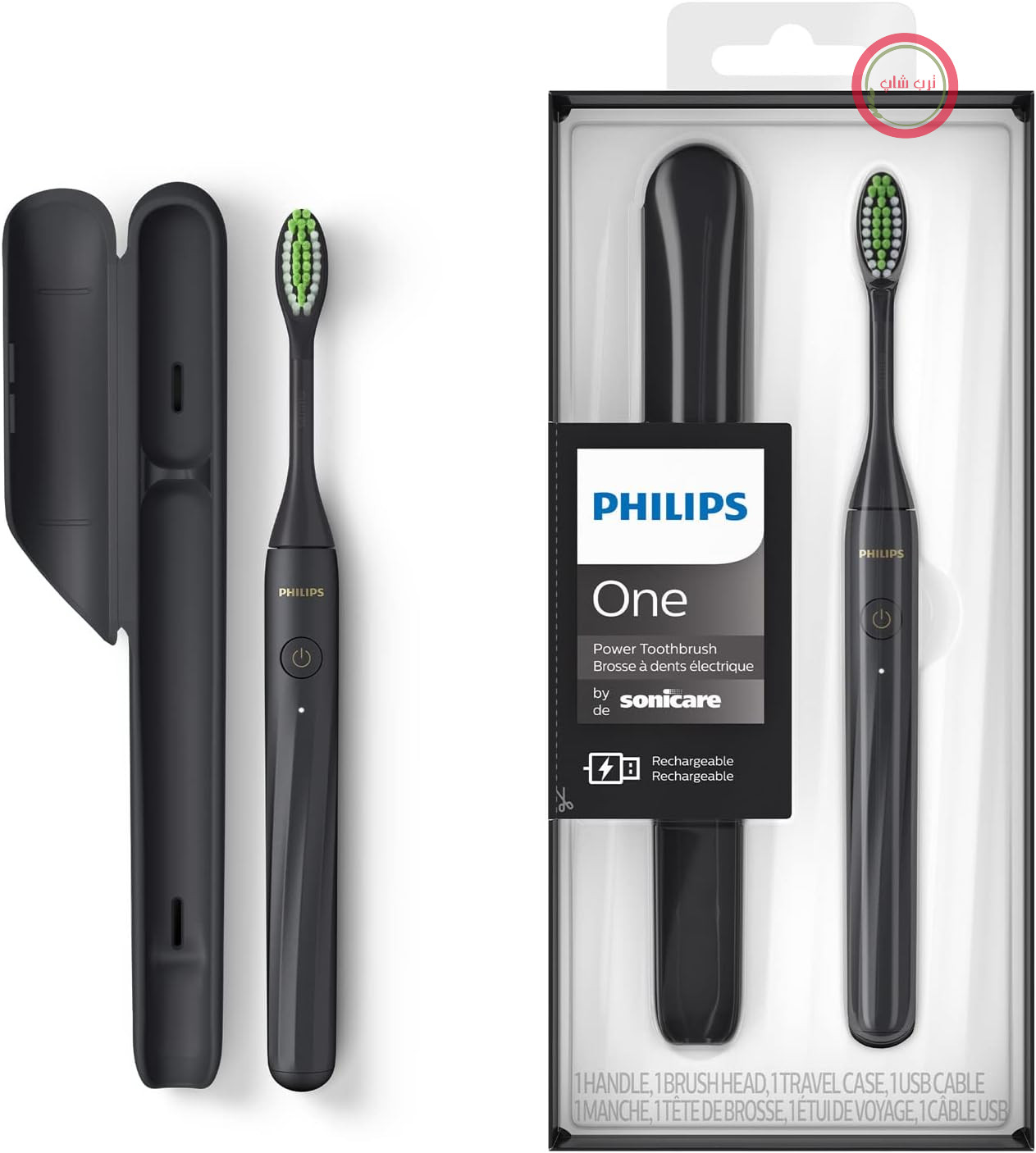 مسواک برقی فیلیپس وان با قابلیت شارژ از طریق USB، مشکی مات (مدل HY1200/26)