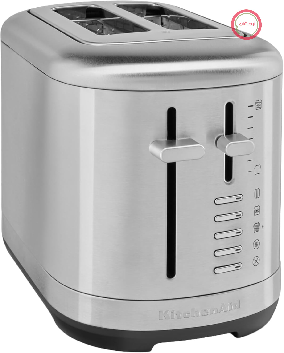 توستر دو صفحه ی KitchenAid، شانه های بیش از حد گسترده، 7 مرحله قهوه ای سازی، قابلیت جوش و گرم کردن باگل/آفتاب، کنتاکتور دستی، قاب فلزی کامل، فولاد