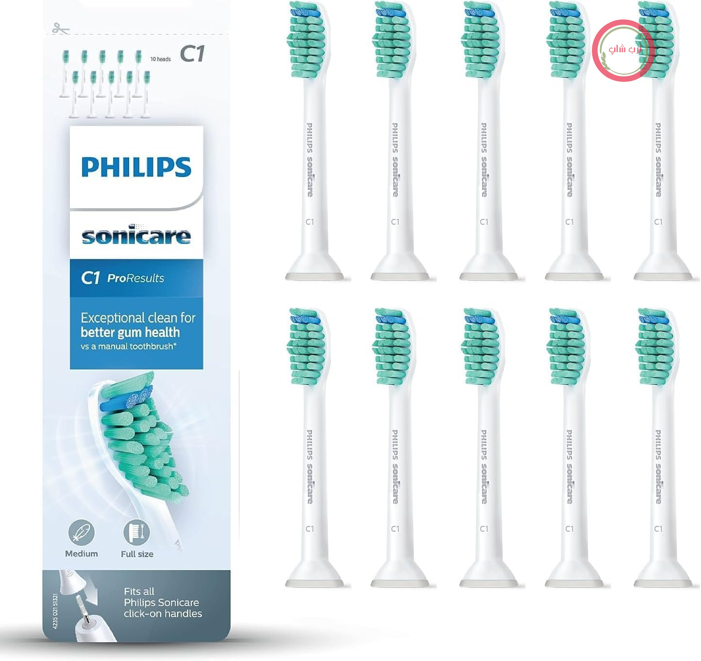 سری مسواک‌های Philips Sonicare C1 ProResults برای مسواک‌های برقی سونیک، 10 سری مسواک برای دندان‌های تمیز و لثه‌های سالم، به رنگ سفید (مدل HX6010/32)