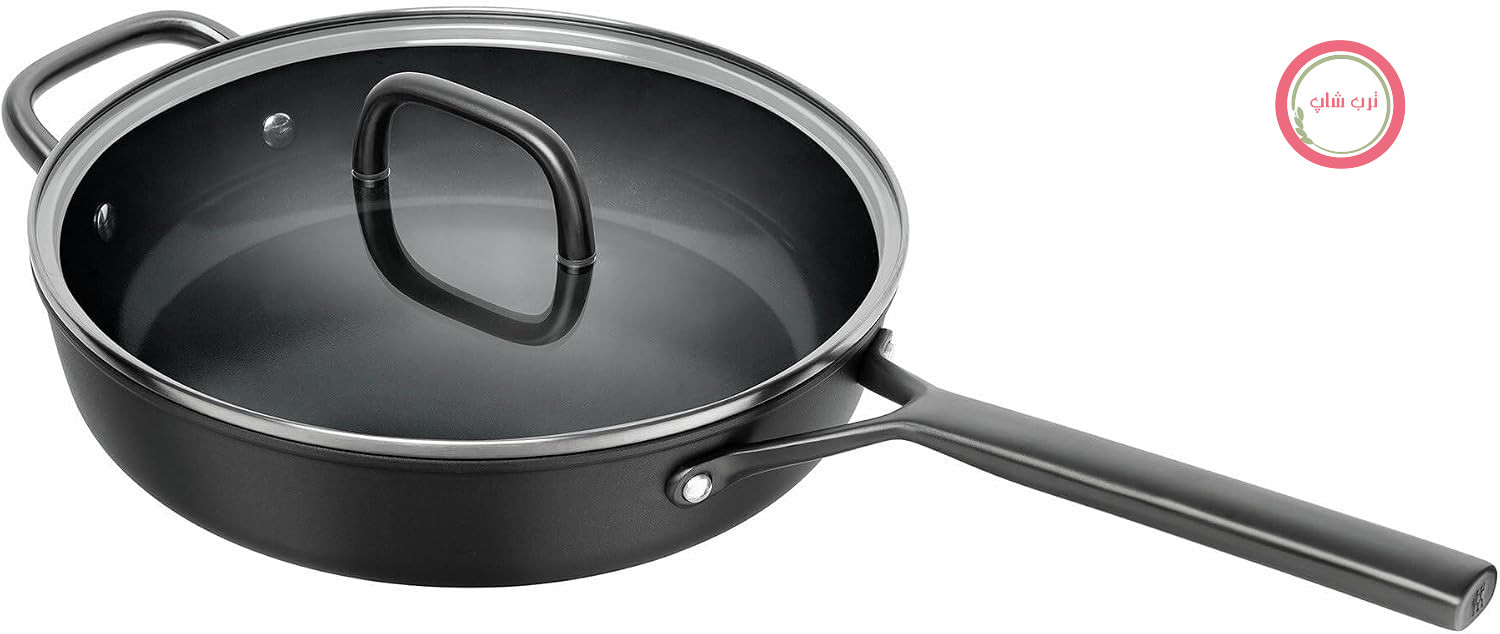 پنجره ای با درب شیشه ای ZWILLING Milano - 28 سانتی متر - جنس آلومینیوم و سرامیک - بدون PFAS - مناسب برای استیل ضد زنگ - قابل شستشو در ماشین ظرفشویی - تولید شده در ایتالیا - مشکی