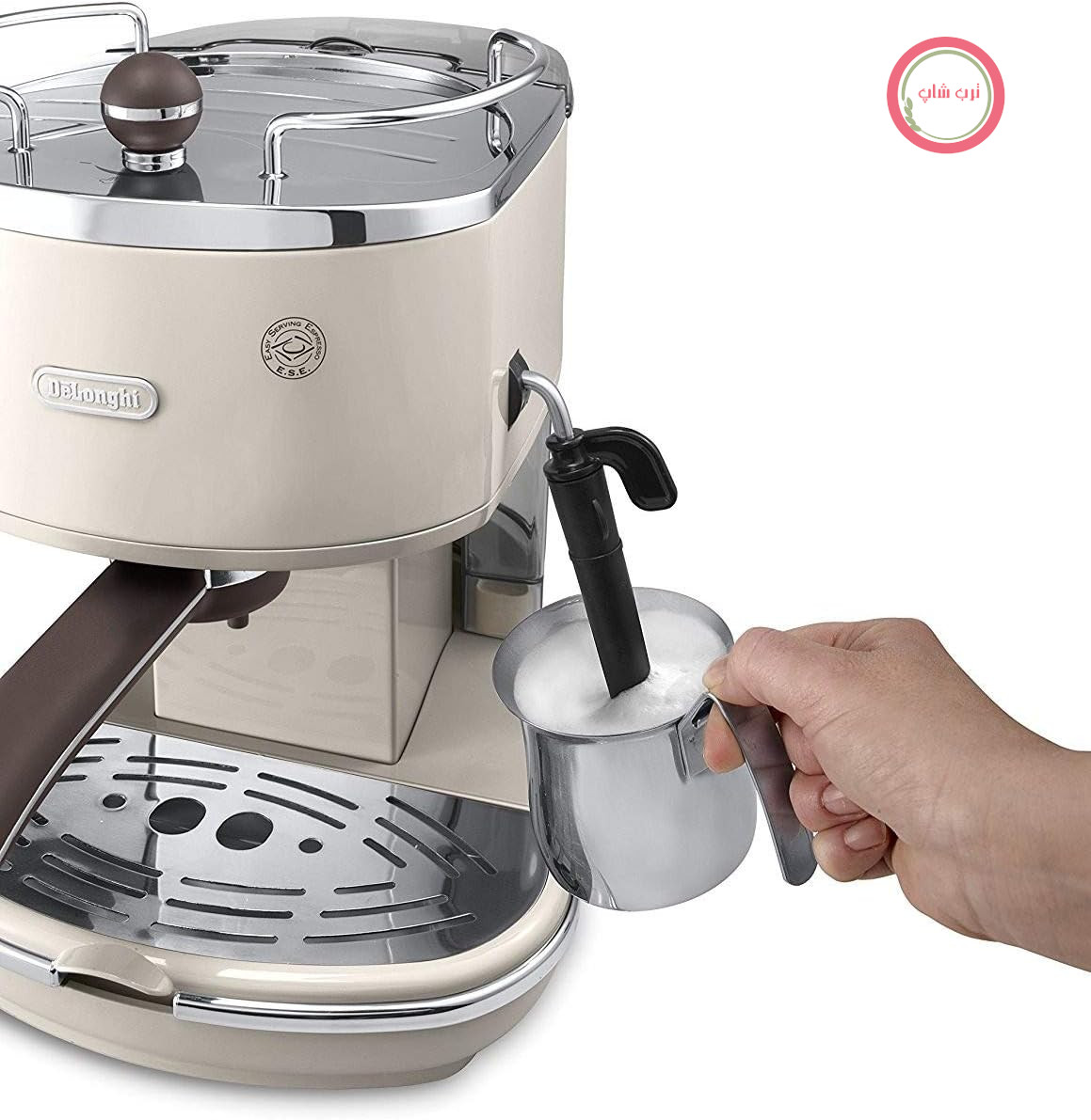 دستگاه اسپرسوساز De'Longhi Icona Vintage ECOV 311.BG به سبک قدیمی با کف‌ساز شیر دستی، برای قهوه آسیاب‌شده یا کپسول‌های ESE، مخزن آب ۱.۴ لیتری، بژ