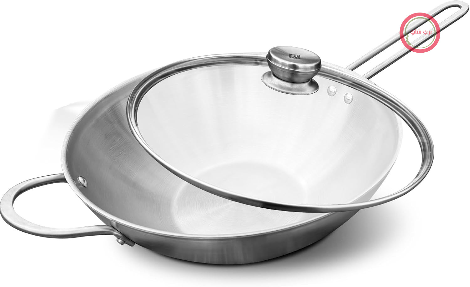 پنجره استیل با درب شیشه‌ای - Zwilling TwinNova 3 - برای تمام اجاق‌ها - 30 سانتی‌متر - مجموعه 2 قطعه - قابلمه ووک بدون روکش - قابل شستشو در ماشین ظرفشویی - دسته ضد لغزش - نقره‌ای