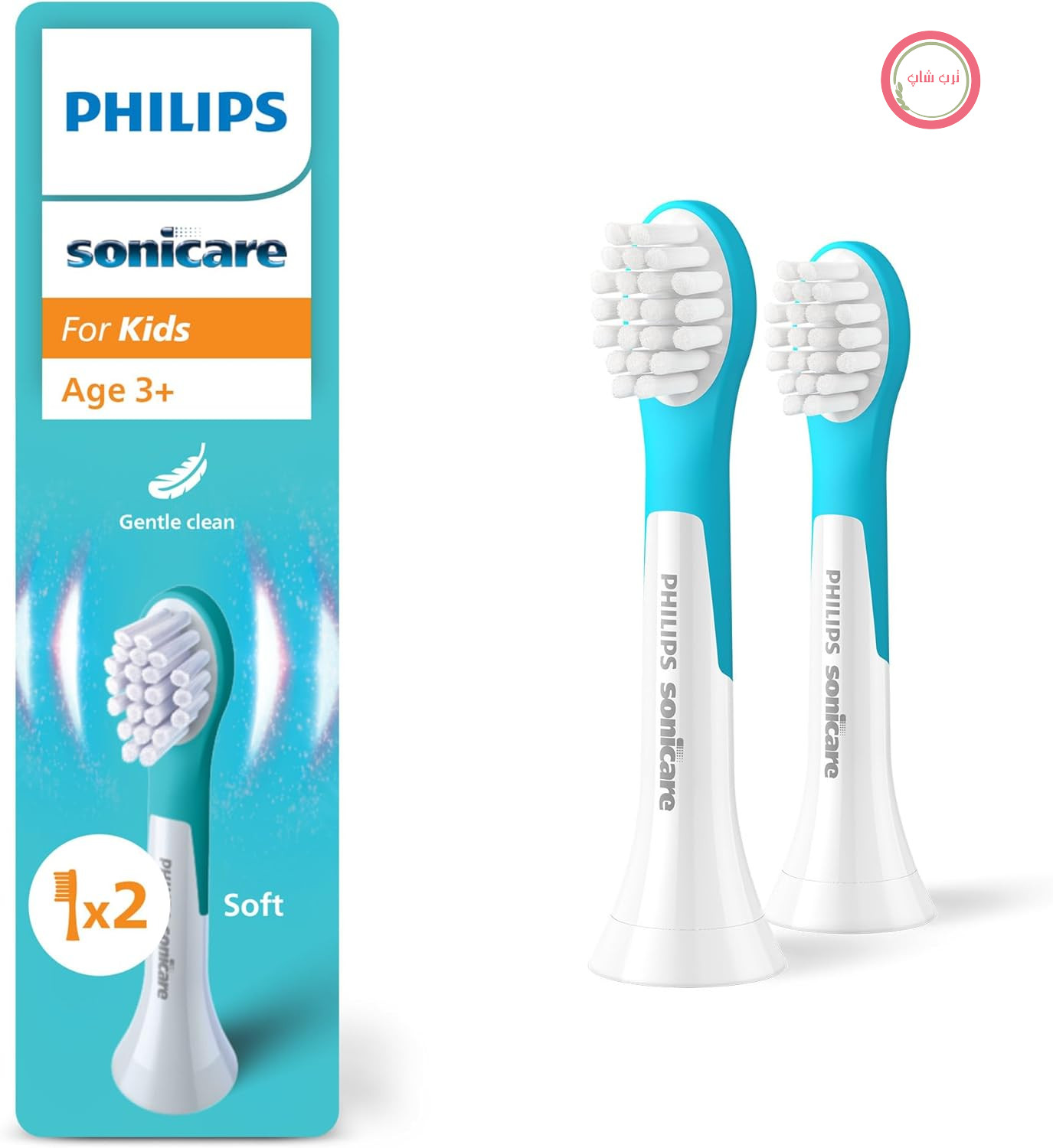 سری‌های مسواک جایگزین اصلی Philips Sonicare For Kids HX6032/90 برای کودکان 3 سال به بالا، بسته 2 عددی