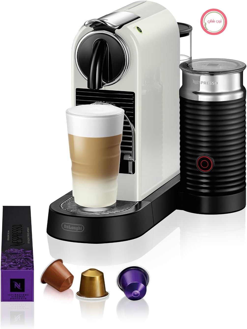 دستگاه قهوه ساز De'Longhi Nespresso CitiZ EN 267.WAE با کف ساز شیر، 19 بار، سفید