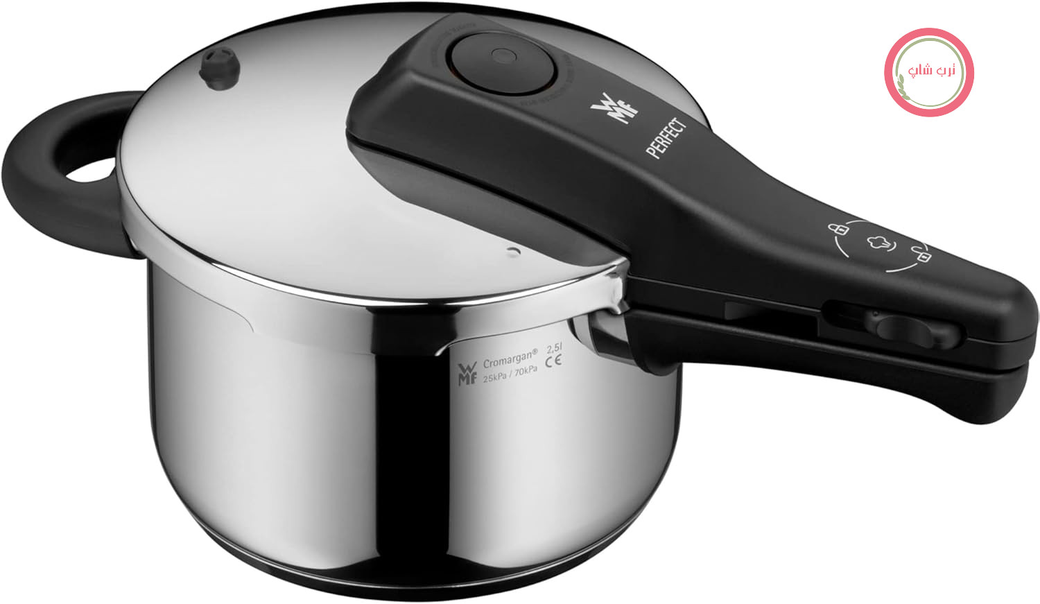 زودپز القایی WMF Perfect One Pot، 2.5 لیتر، زودپز، 2 سطح پخت، کنترل سطح پخت با یک دست، مناسب برای انواع اجاق گاز، استیل ضد زنگ Cromargan براق