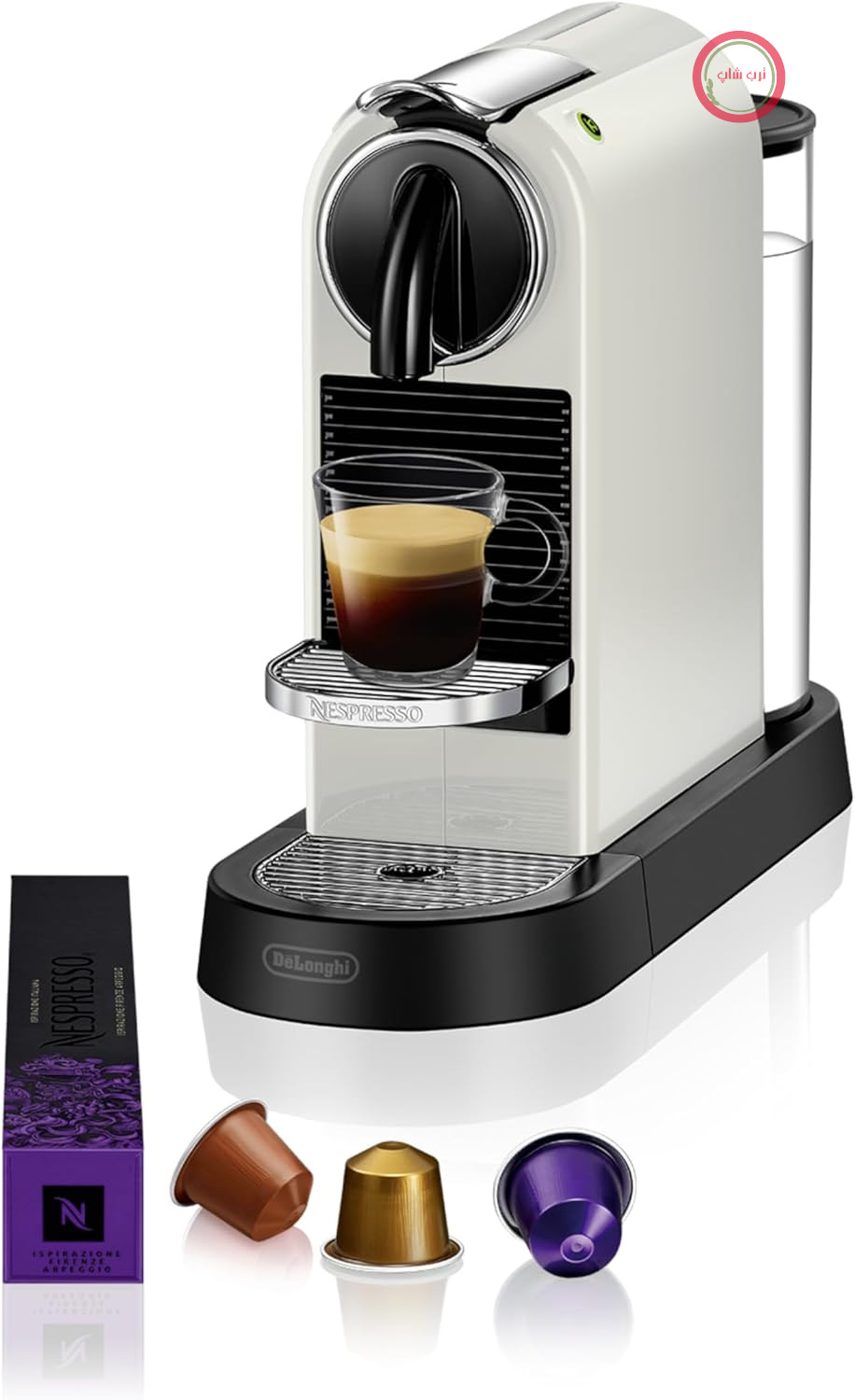 دستگاه کپسول قهوه Nespresso De'Longhi EN167.W Citiz، پمپ فشار قوی و کنترل دمای ایده‌آل بدون Aeroccino (کف‌ساز شیر)، عملکرد صرفه‌جویی در مصرف انرژی، 1260 وات، 37.4 x 11.9 x 25.5 سانتی‌متر، کرم-سفید
