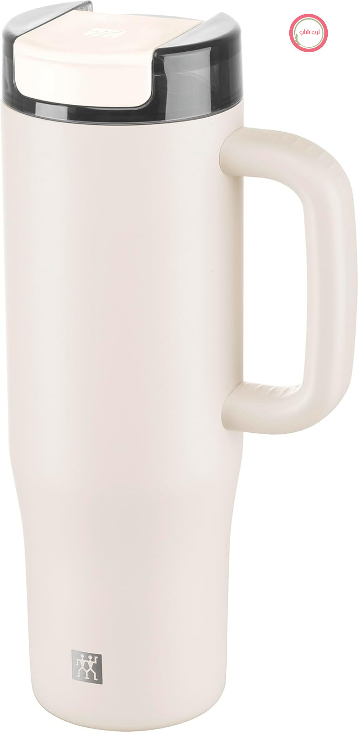 فنجان حرارتی ZWILLING THERMO PLUS با لوله - 900 میلی لیتر - فنجان - تا 12 ساعت سرد - دو جداره - ضد نشت - سبک - قابل شستشو در ماشین ظرفشویی - بدون BPA - کرمی