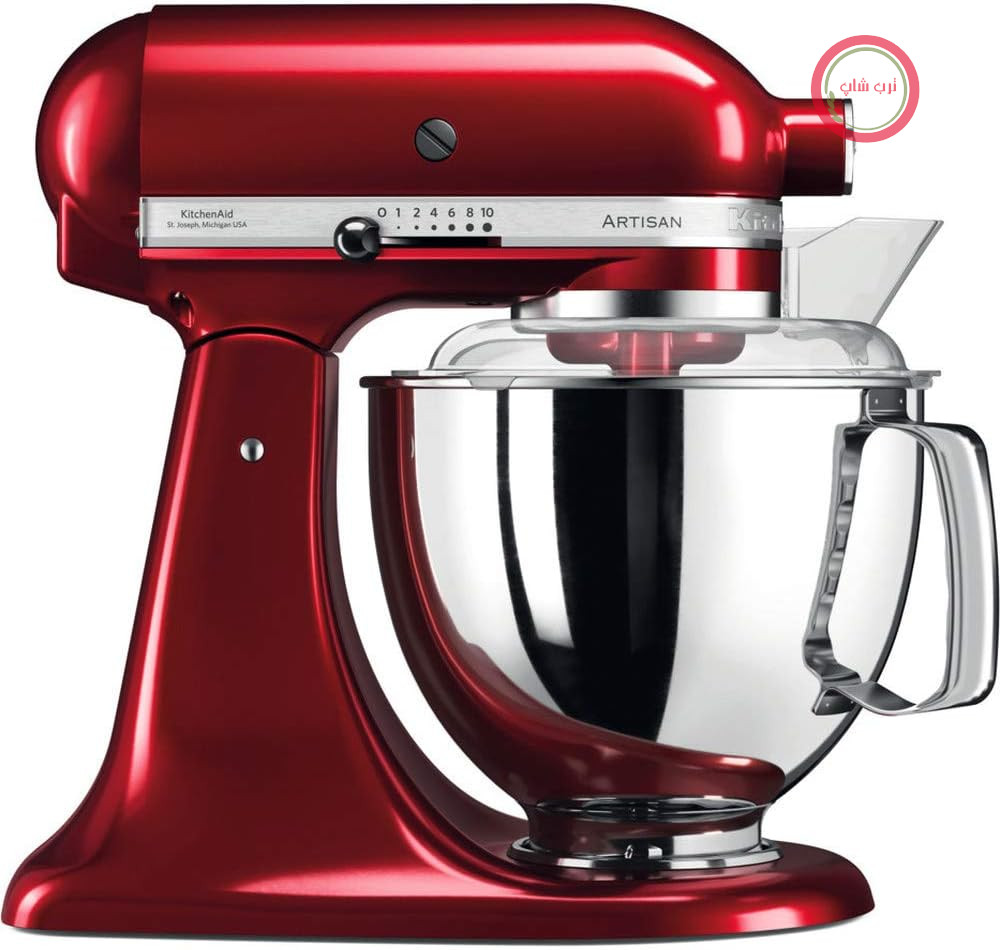 میکسر آشپزخانه KitchenAid - مدل Artis – دستگاه غذاساز با قابلیت شیب دادن – دستگاه خمیرزن با ۵ لوازم جانبی – ۲ کاسه از جنس استیل – حجم ۴.۸ لیتر – رنگ قرمز Loving Apple