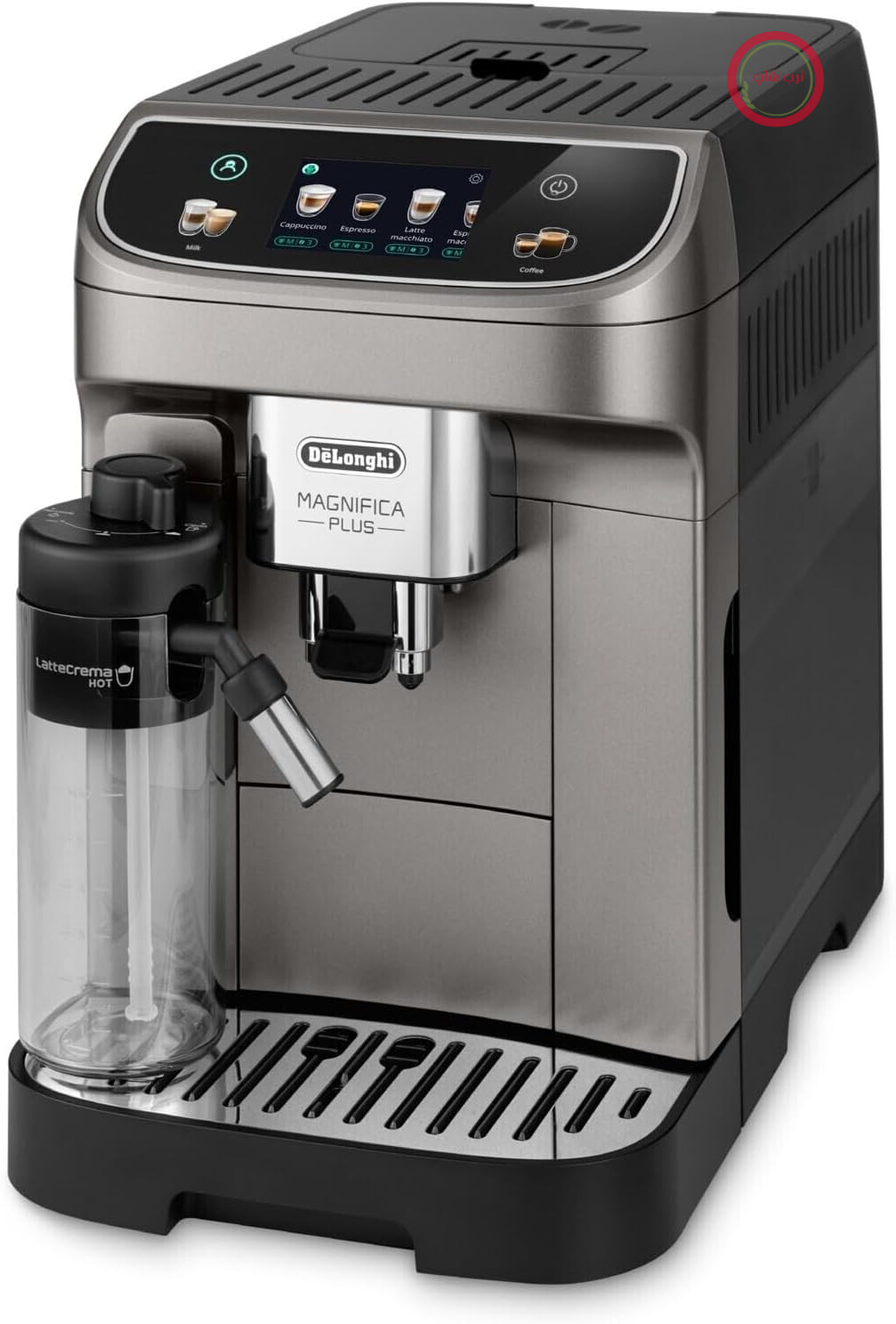 دستگاه قهوه ساز اتوماتیک De'Longhi Magnifica Plus ECAM320.70.SB با قابلیت داغ کردن لاته کرما برای کاپوچینو اتوماتیک، صفحه نمایش لمسی رنگی، عملکرد شات اضافه، دو عملکرد، مشکی تیتانیومی