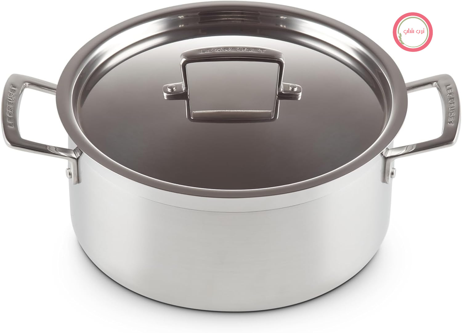 ماهیتابه استیل ضد زنگ سه لایه Le Creuset با درب، قطر 24 سانتی متر، مناسب برای انواع اجاق گاز از جمله القایی، نقره ای، 96200724001000