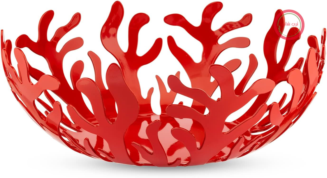 جا میوه ای Alessi ESI01/29 R Mediterraneo ساخته شده از استیل ضد زنگ، روکش رزین اپوکسی، قرمز، قطر 29 سانتی متر