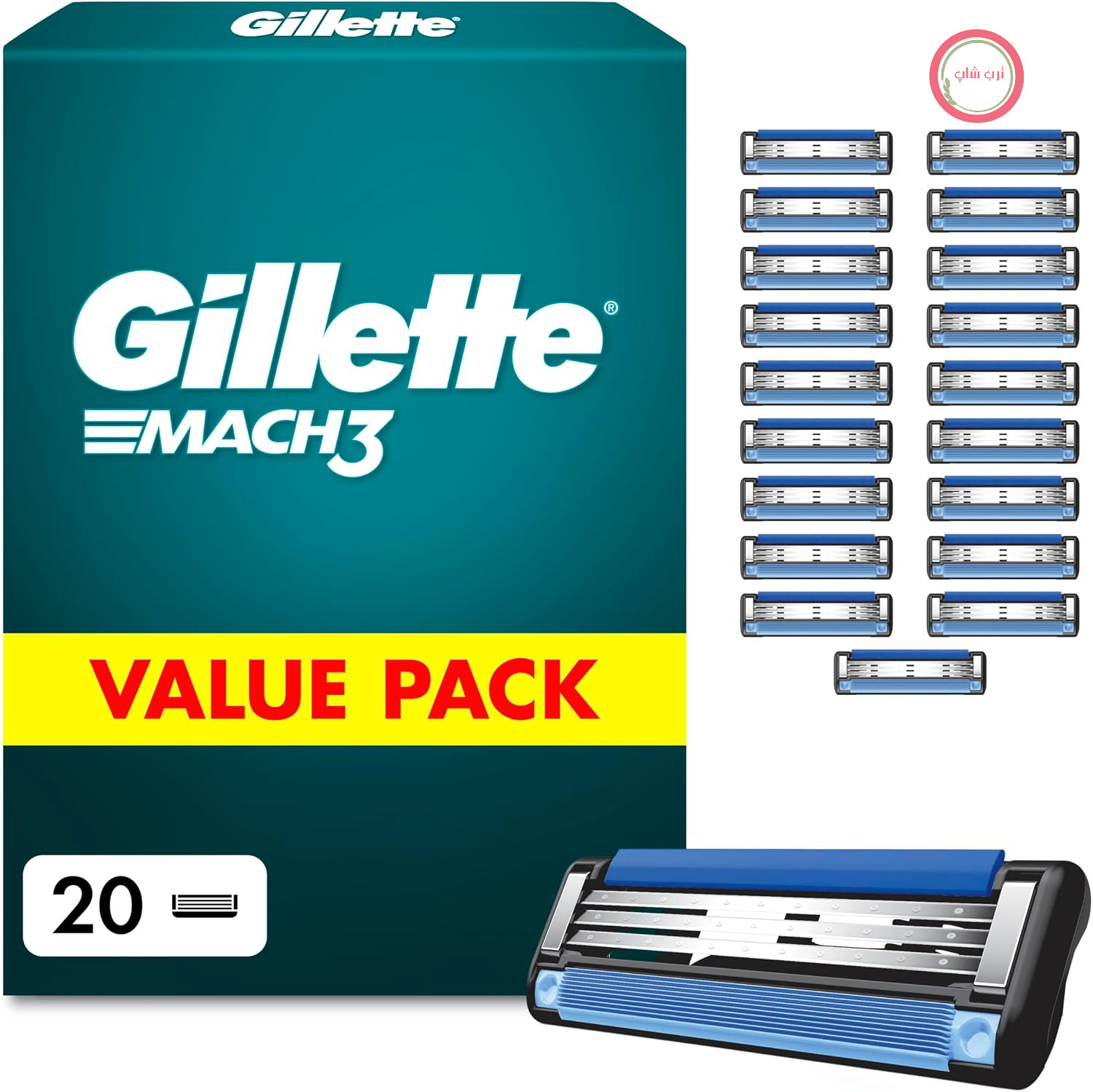 تیغ اصلاح ژیلت مدل Mach 3 Blades مخصوص آقایان، 20 عدد، آبی